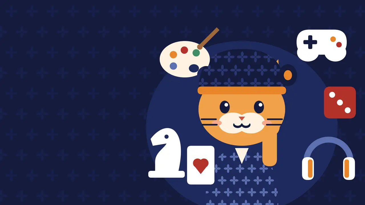 Cemong, maskot DenzaPlay, seekor kucing yang memakai blangkon